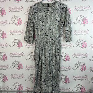 Favannah dress vintage line work abstract Elegant Black Gray art Women's Dress